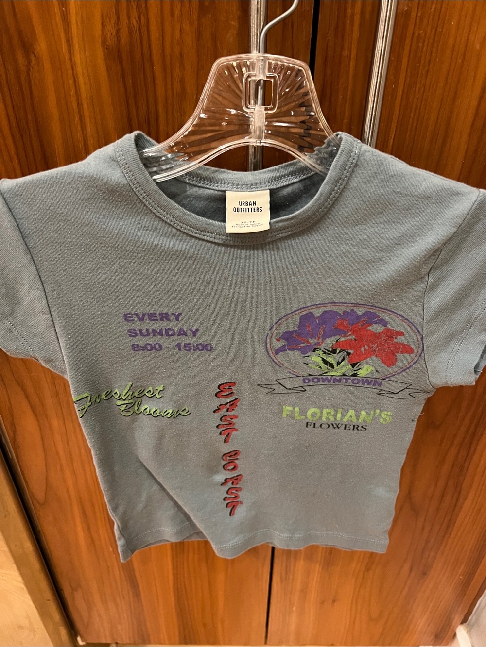 Urban Outfitters Grey Graphic Crop Tee with Floral Print - Picture 1 of 1